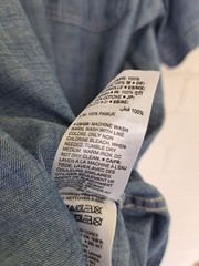 Amazon Essentials Men’s Chambray Button Up Short Sleeve Shirt Large Blue Regular