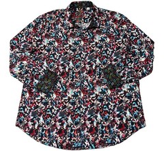 Robert Graham Geometric Abstract Button Up Shirt Mens Large Flip Cuff Cotton