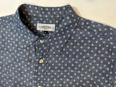 General Quarters LA Blue Chambray Polka Dot Button-up Short Sleeve Shirt USA L