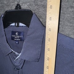 Con.struct Men Performance 4 Way Stretch Button Up Shirt Blue Polka Dot Sz M NEW