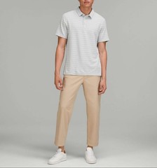 Lululemon Evolution Short Sleeve Polo Serenity Stripe Vapor Graphite Grey XL