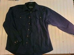 Heavy Cotton Chamois Shirt L Navy Blue Button Down Outdoor Workwear Chore Shirt