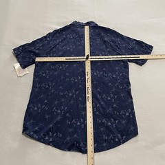 LuLaRoe Michael Blue White Camp Novelty Print Mens M Short Sleeve Button Up NWT
