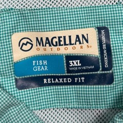 Magellan Fishing Shirt Mens 3XL Teal Houndstooth Aransas Pass Vented Wicking