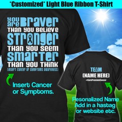 Personalized Prostate Cancer Awareness T-Shirt Braver Light Blue Ribbon Custom