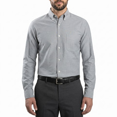 Jachs Men’s Oxford Long Sleeve Button Up Shirt Stretch Brushed Casual S-3XL