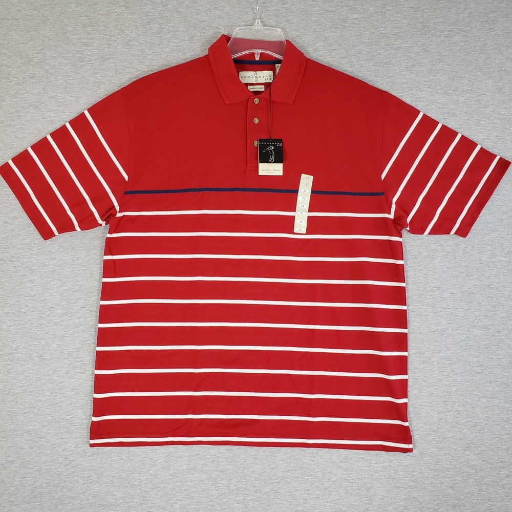 Consensus Golf Performance Polo Men’s XL Cool Plus Fibers Quick Drying Red NEW