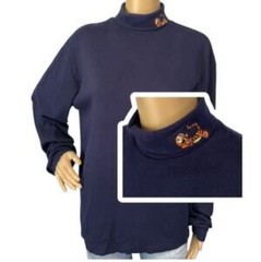 VTG 90s Disney Store Tigger Turtleneck Shirt L Navy Blue Winnie the Pooh Y2K