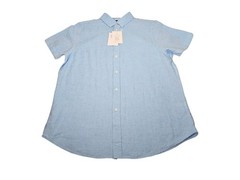 NWT Vustra Chambray Linen Blend Button Down Shirt Men’s Large Light Blue
