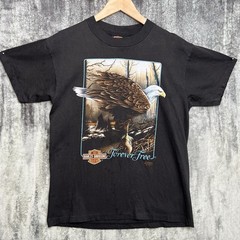 Vintage 1991 3D Emblem Harley Davidson Forever Free T Shirt Sz M Eagle Fade
