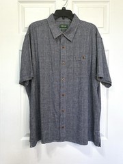 Orvis Hemp Blend Shirt Mens XXL Blue Plaid Pocket Button Up Short Sleeve