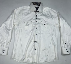 Bertigo White Button Up Multicolored Paisley Flip Cuff Men Size 6 Purple Buttons