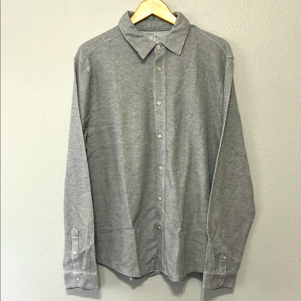 George Men’s Gray Casual Button Down Shirt with Pointed Collar XL Long Sleeve