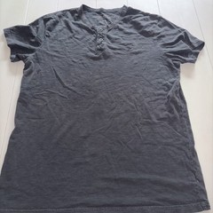 American Eagle Legend T Henley Shirt Mens Medium Dark Gray Short Sleeve Grunge