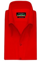 Red High Open Button Down Collar Buttonless Mens Custom Made Formal Office Shirt