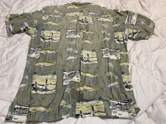 Sporting USA Fish Hawaiian Button Down Shirt Large AOP Lake Ocean Fishing Cotton