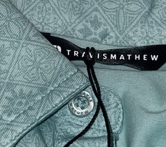 $99 Travis Mathew Acropolis Golf Polo Shirt Mens All Over Pattern Geometric S