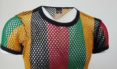 CRYSTAL MEN Rasta STRING MESH 100% COTTON MESH FISHNET SHORT SLEEVE T-SHIRT TOP