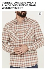 Pendleton Men’s Wyatt Snap Plaid Shirt Orange And Blue Sz L100% Cotton