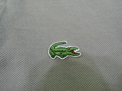IZOD Lacoste Polo Shirt Mens Medium Blue Alligator Tag Green Logo Brown Preppy
