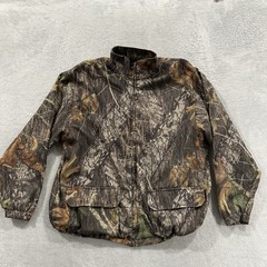 Wells Creek Outfitters Jean Bomber Jacket Denim Camo Men L Y2K Baggy Vtg Brown