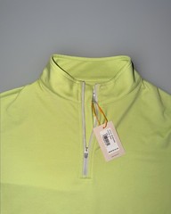 Peter Millar Crown Sport Perth Melange Performance Lime 1/4 Zip Pullover Small