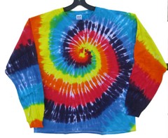 Size LONG SLEEVE SMALL Multicolor SWIRL Hand-dyed TIE DYE T-SHIRT Free US Ship