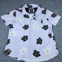 OLEU Originals Mens XL Purple Floral Short Sleeve Snap Button Up Stretch Shirt