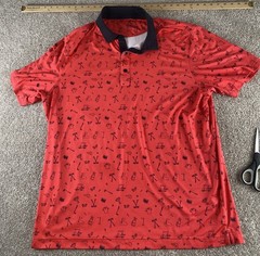 Deolax Red Golf Polo Performance Stretch Mens XXL All Over Golf Course / Caddy