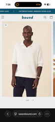 BOUND Balearic Ribbed Knit Polo – Ecru Men’s Medium