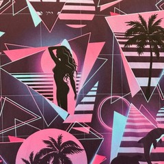 Lofty Llama Miami Slice Performance Polo Shirt Men’s 2XL Retro Vaporwave Golf