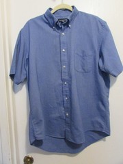 Lands’ End Large Solid Blue Cotton/Poly Short Sleeve Shirt #4015