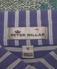 PETER MILLAR SUMMER COMFORT Polyester Spandex Golf Polo Shirt Purple & Gray Sz M