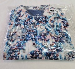 Robert Graham Classic Fit Dress Shirt Men L Blue Silver Embroidery Flip Cuff