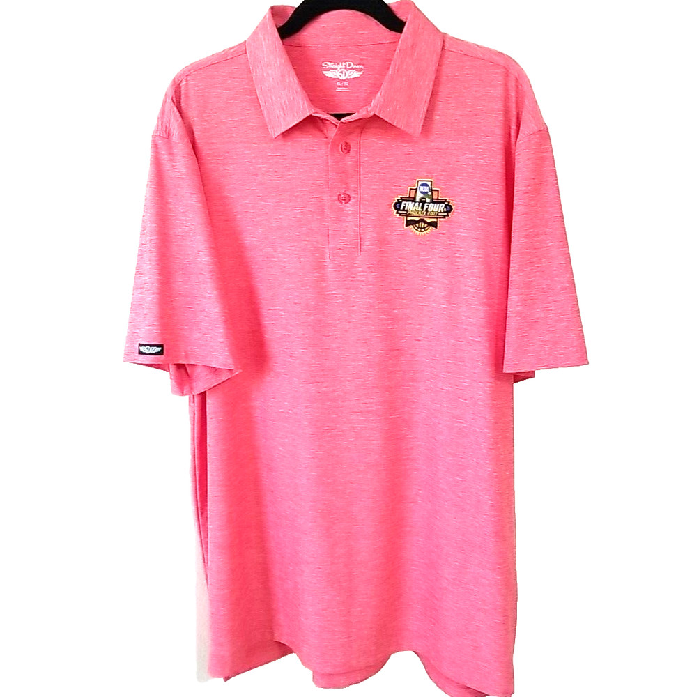 Straight Down Performance Polo Shirt Men XL Pink Short Sleeve Polyester Golf