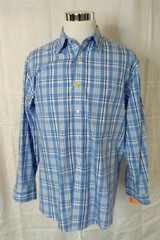 Orvis Button Front Button-Down Collar L/S Plaid Shirt Men’s Large Blue INV#J1244