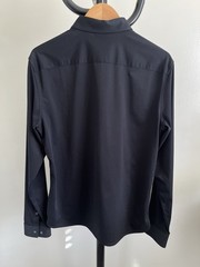 Theory Sylvain Structure Knit Shirt Button Up Medium Black