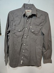 Rafter C Shirt Men’s Medium Pattern Western Pearl Snap Cowboy Rodeo Ranch Gray