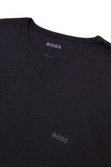 BOSS Mens Black Basic V-Neck Undershirts Tee Shirt 3 Pack, L Large HB-085
