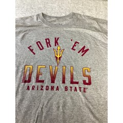 Captivating Arizona State Sun Devils Fork Em Devils Gray Graphic T-Shirt Mens L