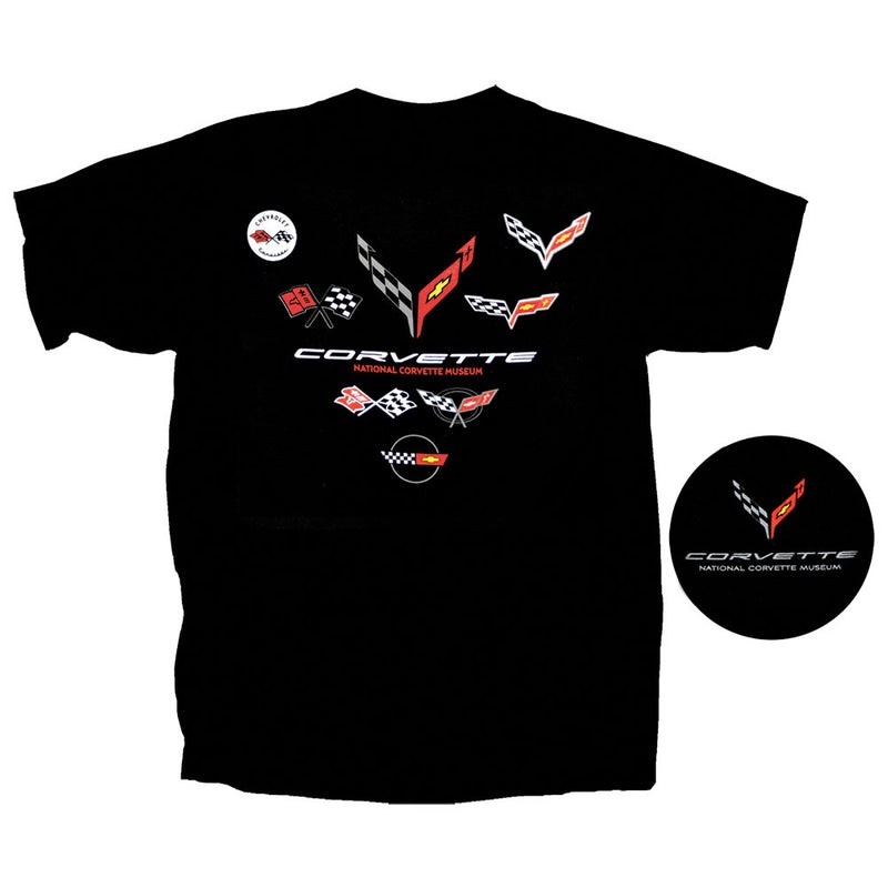 Corvette C1 C8 Generations Emblems Vintage Graphic T-Shirt Car Fan Tee