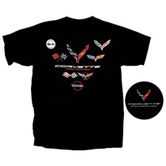 Corvette C1 C8 Generations Emblems Vintage Graphic T-Shirt Car Fan Tee