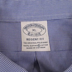 Brooks Brothers Dress Shirt Mens XL Blue Micro Check Houndstooth Regent Supima