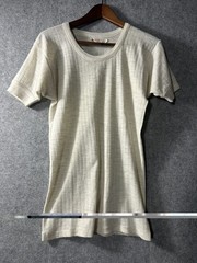 Vintage Swiss Rib Knit Wool Blend Short Sleeve T-Shirt Size 5 Ivory Switzerland