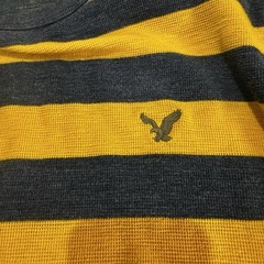 American Eagle Heritage Classic Waffle Thermal Yellow Blue Striped XL Tall
