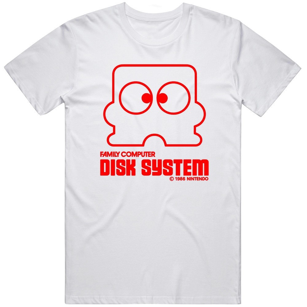 Famicom Disk Logo Retro Nintendo Tee Mario Zelda Snes Nes 8 Bit System V2 T Shir