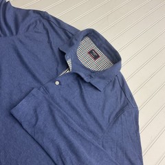UNTUCKit Men’s X-Large Long-Sleeve Polo 100% Supima Cotton Blue Plaid Accent