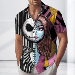 Jack & Sally Nightmare Couple Split Face Combination Halloween Hawaiian Shirt