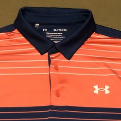 Under Armour Polo Shirt Men’s Extra Large Blue Pink Golf Performance Stretch