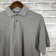 Champion Authentic Athletic Basic Heather Gray Polo Shirt Mens Medium Cotton